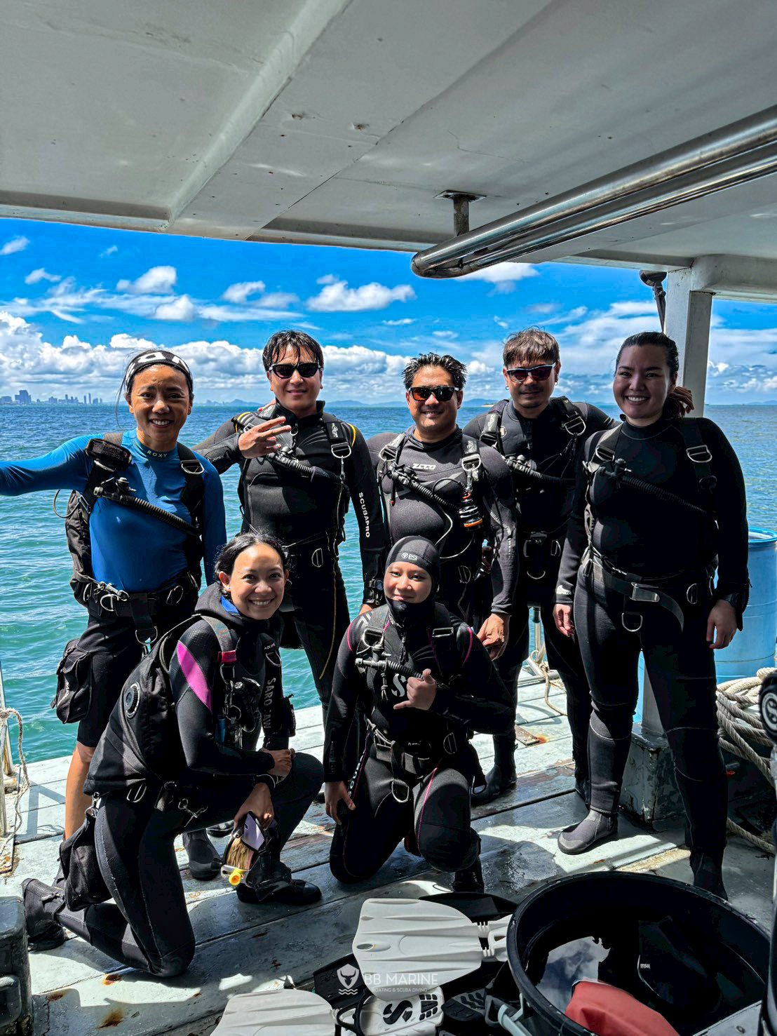 Pattaya Scuba Club team on the dive boat
